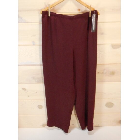 Norton McNaughton Womens plus size 1X Wide Leg Dress Pants Vintage NWT Burgundy - Picture 1 of 9
